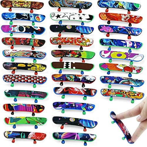 30 Piezas Monopatines Para Dedos,Finger Skateboard,Mini Diapasón Monopatines,Fingerboards Juguete,Mini Diapasón Patineta,Skate de Dedos para Niños Cumpleaños Fiestas Regalos (Patrón Aleatorio)