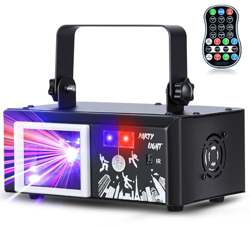 6-in-1 Luces Discoteca, DJ RGBW Discoteca, DMX Sonido Activado Luces De Fiesta, Musik Sonido Activado, Luz Estrobosc贸pica con Control Remoto para Fiesta Party Boda Escenario
