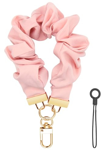 Stöldskydd telefonhandledsrem, justerbar elastisk scrunchie snodd med metallklämma och svart rem, universell kompatibilitet för smartphones, nycklar, handsfree bekvämlighetstillbehör