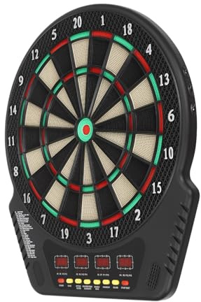 Cible de fléchettes électronique professionnelle - 44 x 50,5 cm - Plusieurs modes de jeu - Machine à fléchettes innovante avec 4 écrans LED et 24 têtes de fléchettes - Cibles de fléchettes