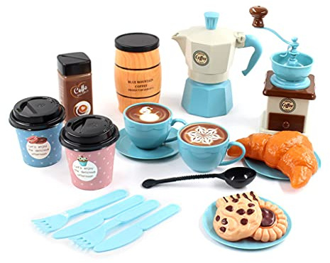 WLNEXT, accessori per cucina in miniatura, realistica macchina per caffè giocattolo interattiva per finta gioco di ruolo per bambini