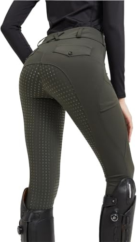 UBOHUZ Reithose aus Silikon, rutschfest, schnelltrocknend, eng anliegend, for Radsportprüfungen Für Damen Herren(Green,S)