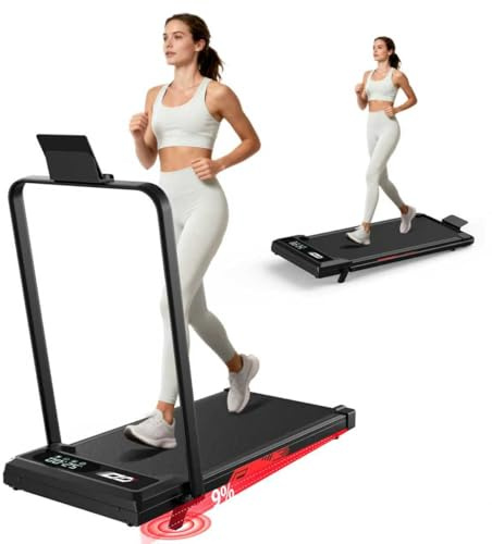 Tapis de Course Pliable Marche 9%, 1-10 km/h, Moteur Brushless 3.0 CV | Maison et bureau, <35 dB, LED, télécommande, 5 couches antidérapantes, 8 amortisseurs, 9 cm plié, roulettes