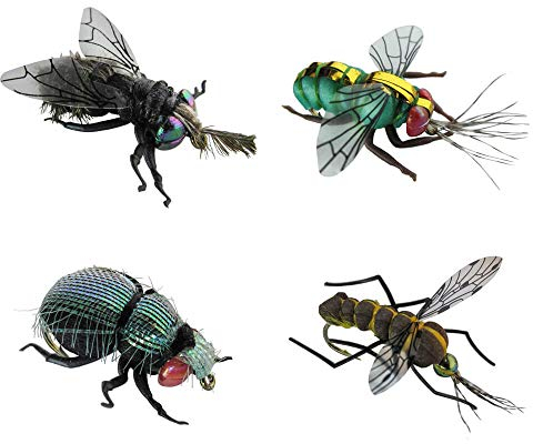 Jenzi Insektenimitate XL 4Stk. Fliege Goldfliege Käfer Mücke