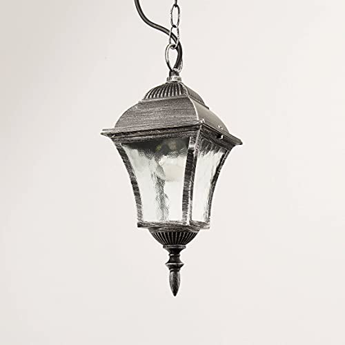 Licht-Erlebnisse.de Elegante Lampada a Sospensione Lampada da soffitto in Argento Antico Cortile Lampada Lampada da Esterno Lampada da Giardino 8399 IP43