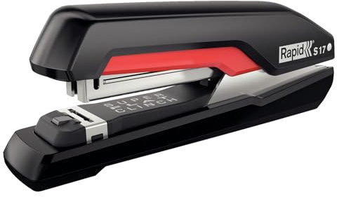 Rapid Supreme S17 Full Strip Stapler, 30 Sheet Capacity, Super Flat Clinch Stapling, Black/Red, 5000538