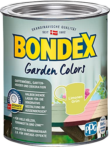 Bondex Garden Colors Limonen Grün 0,75 L für 9 m² | Halbdeckende Farbe | Vintage-Flair | Dekorative Holzfarbe | seidenmatt | Holzlasur