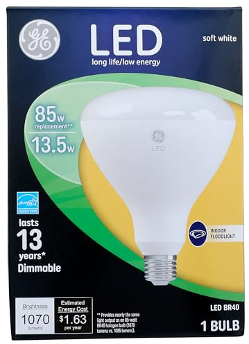 G E Lighting 41055 LED Flood Light Bulb, Indoor, Soft White, 1,070 Lumens, 13-Watt - Quantity 1