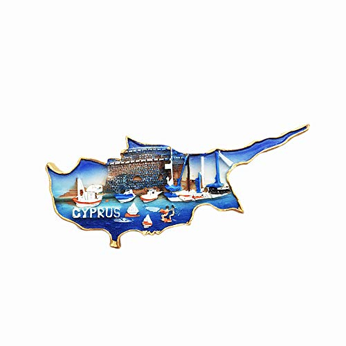 Cyprus 3D Map-Shaped Refrigerator Magnet Resin Travel Souvenirs,Handmade Home & Kitchen Decoration Cyprus Fridge Magnet Collection Gift