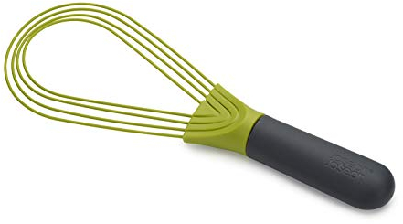 Joseph Joseph Twist Schneebesen - 2 in 1 - Flach und Ballonschneebesen, Geeignet für antihaftbeschichtetes Kochgeschirr, Silikon, Grau / Grün, 280