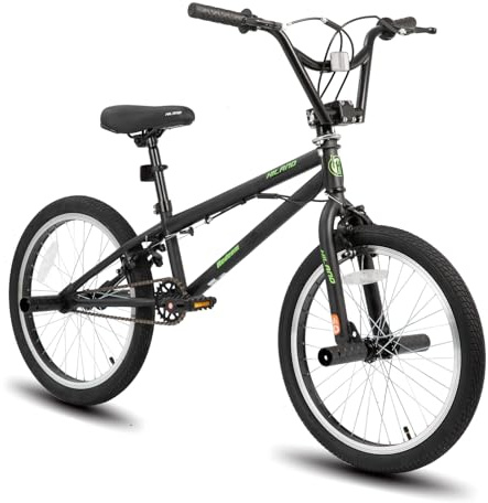 Hiland 20 inch Freestyle Kids BMX Bike,Beginner-Level to Advanced Riders with 360 Degree Gyro & 4 Pegs, Kids' Bicycles for Boys,Girls Black