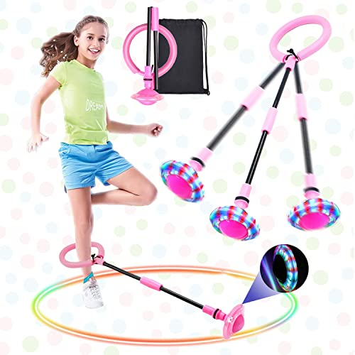 Sunshine smile Kinder Blinkender Springring,Swing Wheel mit Lichtrad,Sport Sprungball,Springender Ball Blinkender,Fettverbrennungsspiel für Kinder und Erwachsene, ​Outdoor-Hüpfspiel