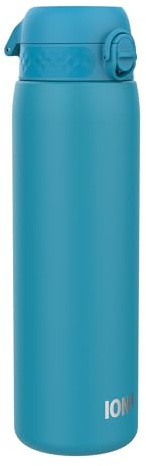 Ion8 Vacuum Insulated Stainless Steel 1 Litre Water Bottle, 920 ml/31 oz, Leak Proof, Easy to Open, Secure Lock, Dishwasher Safe, Carry Handle, Metal Water Bottle, Ideal for Sports and Yoga, Blue