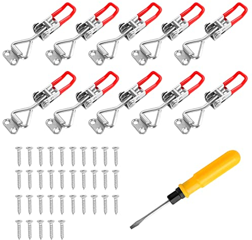 Abrazadera de Palanca 10 Piezas, Palanca De Bloqueo De Tensión Ajustables, Cerradura De Palanca Con Fuerza De Sujeción De 100 kg, Ajustable Cierre De Metal Bloqueo Para Cajas, Armarios, Cajones