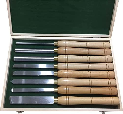 8PCS Strumenti per intagliare il legno Set di scalpelli, Scalpelli per tornio Lame HSS, Utensili per tornio, Per la lavorazione del legno, Manici con manico in faggio, Puntali in ottone, Utensili pe