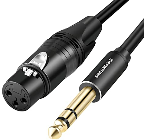 SHULIANCABLE Cavo XLR Femmina a Jack 6.35mm, bilanciato XLR femmina a jack TRS da 1/4 per Microfono, Amplificatore, Mixer (Female, 2M)