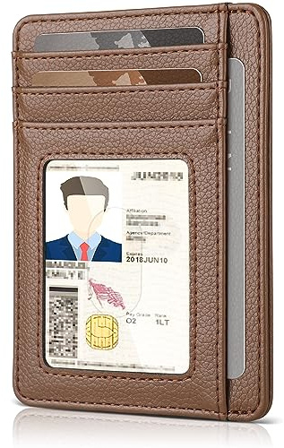 Teskyer Carteras, Tarjetero, Pequeñas, Protección RFID, Diseño Minimalista, Marrón