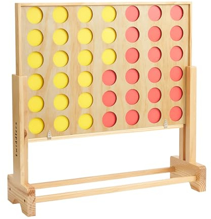THE TWIDDLERS - Jeu de Jardin Géant Quatre d'affilée avec Sac de Rangement Portable, Weu de Quatre en Ligne en Bois pour Enfants et Adultes - Four in a Row, Hauteur Réglable Jusqu'à 2,6 Pieds / 82 cm