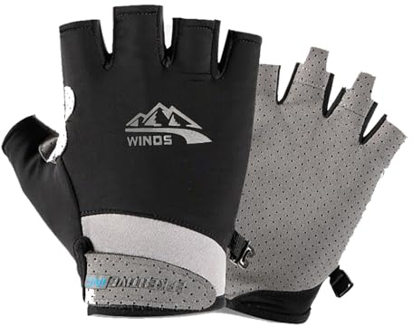 Moonlove Men Women Half Finger Sun Protection Gloves Summer Thin Ice Silk Cooling Cycling Mittens Non Slip Breathable Fingerless Driving Mitts Sports Workout Outdoor UV Protection Handwear