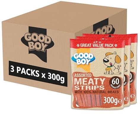 Good Boy Meaty Strips - Natural Dog Treats - Chicken, Beef & Duck Variety - Bulk Box - 3 x 300g