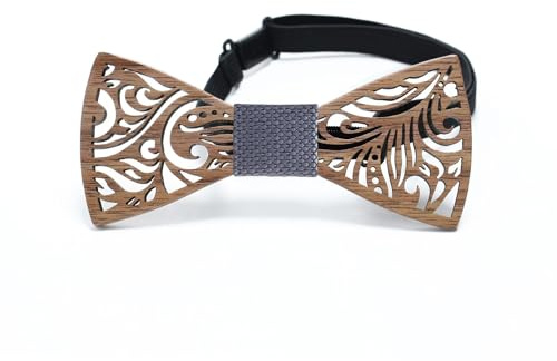Cyriacus Noeud Papillon en Bois Naturel Réglable - Design Unique avec Crochet Métallique | Pour Mariage, Cérémonie, Événements Élégants