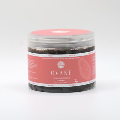 OVANE | Sapone in pasta alla papaya e alla curcuma | Pulizia profonda – Aiuta a prevenire l'essiccazione cutanea – Naturale, vegano, crudeltà, senza SLS e parabeni, 250 g NET WT 8,82 Oz.