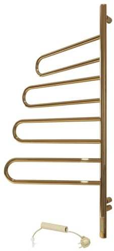 Elna Elektrischer Handtuchwärmer Gold – 103W 100x46 cm – Edelstahl 304 Glanz – 4 Drehbare Arme – IP44 – Badheizkörper mit Timer & Thermostat