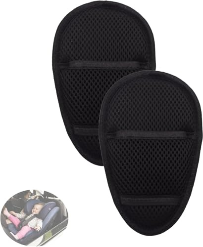 2 PCS Almohadilla para Cinturón de Seguridad de Entrepierna, Fundas de Asiento de Coche para Cochecito de Bebé, Fundas de Cinturón Coche de Seguridad Universal (Negro)