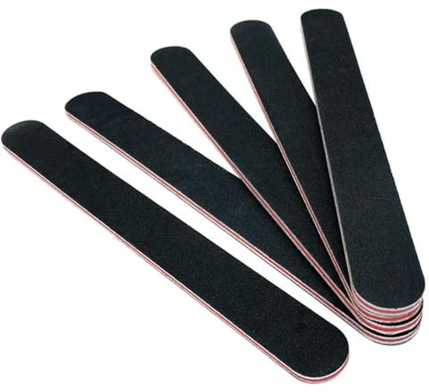 5 pezzi/10 pezzi Lima per unghie, carta vetrata nera, lime dritte, angolo 100/180, lime abrasive per lucidatura
