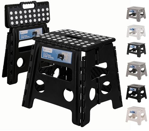 Event Decor Shop Folding Step Stool 330lbs, 13 Inch - Black | 150kg Max Load Capacity Collapsible Retractable Plastic Stool With Non-Slip Surface For Indoor & Outdoor Events & Activities