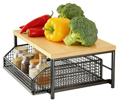 Generiskt Rack de Rangement Pour la Cuisine – Support Vertical à Double Etage | Étagères en Position Debout Pour Garde-Manger Salle de Bain Douche Buanderie Bureau, Design Gain Place