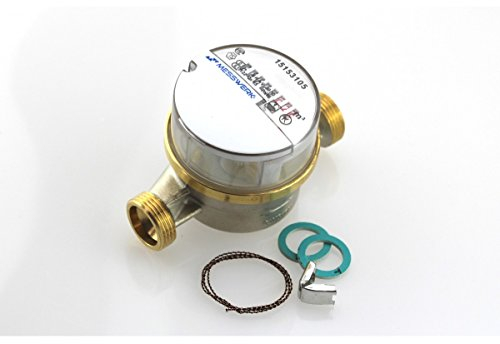 Einstrahl-Aufputz Wasserzähler kalt QN 2,5 DN20 3/4Anschlussgewinde 1 -130 mm, beglaubigt, geeicht