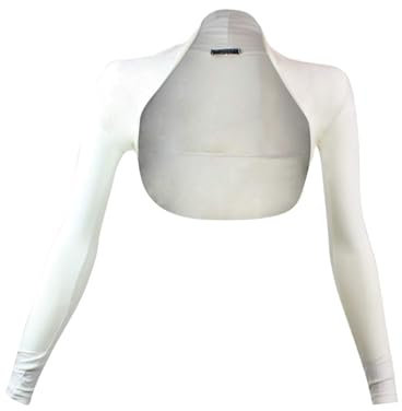 Glamexx24 Damen Bolero Schulterjäckchen Lange Aermel Bolero, Weiß, M