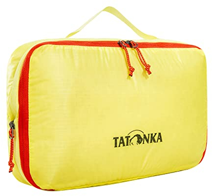 Tatonka Packtasche SQZY Compression Pouch M (4L / 6L) - Ultraleichter und platzsparender Packwürfel mit Reißverschluss - durchsichtig, komprimierbar und PFC-frei - 29 x 18 x 8 cm (gelb)