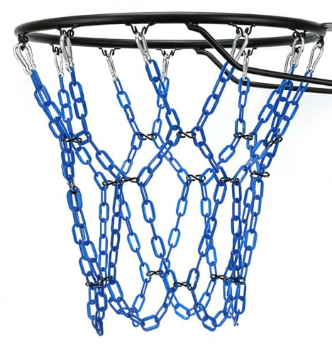 Yyiwhmy Basketball Net Replacement Heavy Duty,Resin Material, Anti-Rust Use Indoor Outdoor Standard 12-Ring Basketball Hoop（Bule）