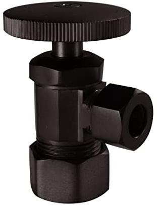 Westbrass A105-12 Round Handle Angle Stop Shut Off Valve, 1/2 Copper Pipe Inlet with 3/8 Compression Outlet, Oil Rubbed Bronze