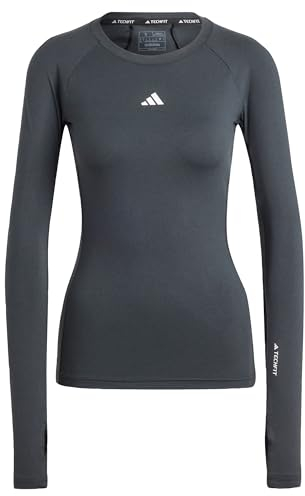 adidas Damen Techfit Long Sleeve Training Top Langärmeliges T-Shirt, Black, S