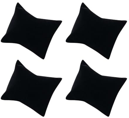 JIHUOO Lot de 5 Coussins en Velours pour Bracelet, Montres, Bijoux, boîte Cadeau, Noir