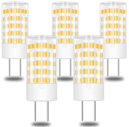 TRIJZHOU GY6.35 12V LED Lampe Ersatz 40W 50W Halogenlampe 4W Bi-Pin Sockel Mini Leuchtmittel Warmweiß 3000K 5 Stück [MEHRWEG]