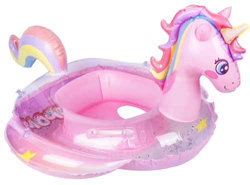 Galleggiante gonfiabile per bambini, per bambini da 6 a 36 mesi, con sedile, galleggiante gonfiabile per bambini da 1 a 3 anni (unicorno rosa)