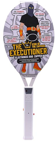 The Executioner Fly Zapper Mosquito, Wasp, Bug, Insect Killer Swatter Electric Fly Zapper Racket Single Layer for Efficient Zapping Indoor Outdoor (White)
