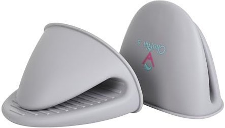 Mini Guantes para Horno de Silicona Gris, manopla de Barbacoa, Cocina, Resistentes al Calor, agarraderas pequeñas