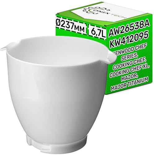 ONIX TECH Schüssel für Küchenmaschine mit Griff 6,7L Ø 237 mm mit Original Code AW26538A KW412095 für Kenwood - Garantie 5 Jahre
