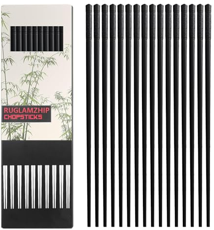 10-pars Pinnset I Glasfiber, 24,5 Cm - Diskmaskinsäkra Sushi-pinnar | Svarta Kinesiska Pinnar, Japanska Pinnar - Återanvändbara Ätpinnar.