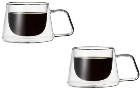 RHP Lot de 2/4/6 verres isothermes à double paroi - Verres à café résistants à la chaleur avec anse pour cappuccino, latte macchiato et thé - Élégantes tasses à thé isolées pour un plaisir optimal (2