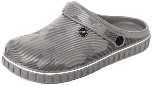 SECHRITE Zoccoli da uomo slip on giardino lavoro infermiera scarpe da acqua per uomo antiscivolo impermeabile punta chiusa zoccoli sandali per cucina ufficio spiaggia pesca, grigio, 10