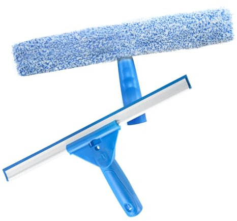 vonsera Fensterreiniger Set 30 cm Fensterwischer und Fensterabzieher 2 in 1 Set, Mikrofaser Fenster Abzieher Wischer, Fensterabzieher Profi für Bad, Dusche, Glas, Spiegel, Auto