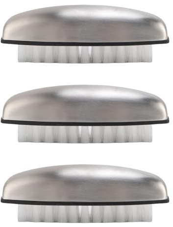 SIXRUN Escobilla de Acero Inoxidable para Verduras, 3 Cepillos de Uñas de Acero Inoxidable para Limpieza de Uñas con Cerdas de Nailon para Cocina y Verduras