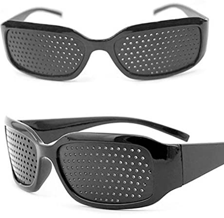akemaio Pinhole Glasses ABS Black, for Eye Exercise Relaxation, Correct Eyesight Near and Far, with Small Holes Help Exercise Eyes, Eyeglasses Plastic Sports