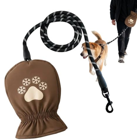 Guinzaglio per cani con guanti, guanto impermeabile con tracolla, guinzaglio per cani per proprietari di cani in inverno all'aperto e stagione fredda